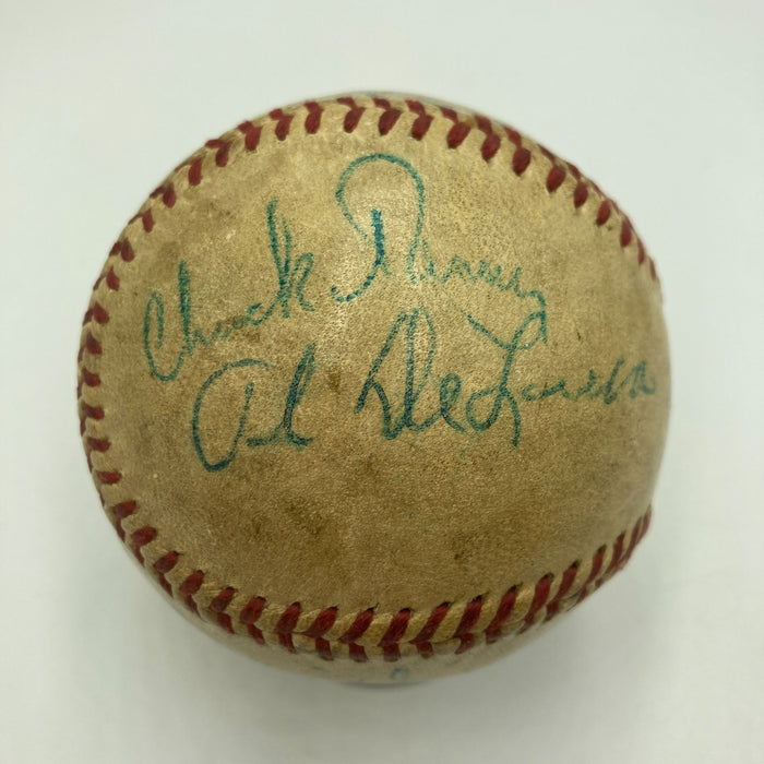 1961 World Series Umpires Signed Game Used Baseball JSA COA Yankees Reds