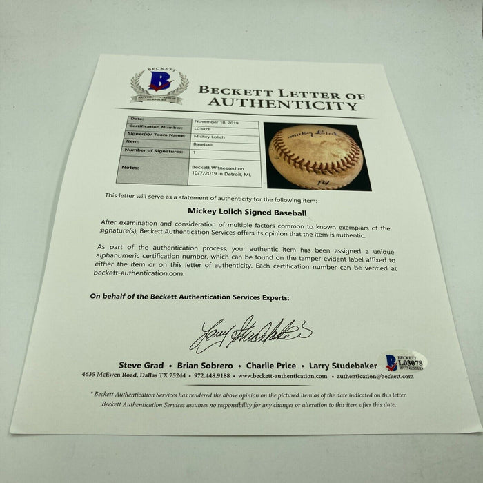 Mickey Lolich Signed Career Win No. 116 Final Out Game Used Baseball Beckett COA
