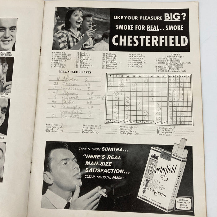 1957 World Series Program Signed By MVP Lew Burdette PSA DNA COA