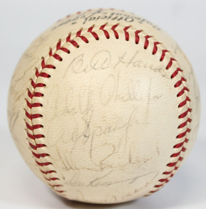 1967 Chicago Cubs Team Signed National League Giles Baseball Ernie Banks JSA COA