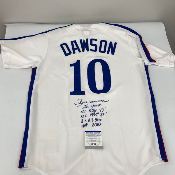 Andre Dawson Signed Heavily Inscribed STATS Montreal Expos Authentic Jersey PSA