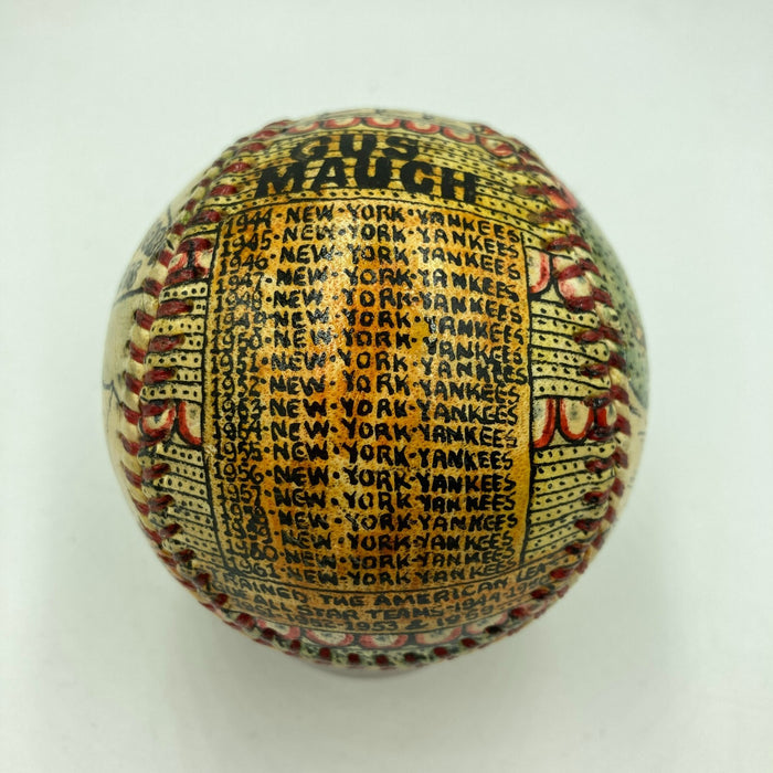 Beautiful Mickey Mantle Hand Painted George Sosnak Folk Art Signed Baseball
