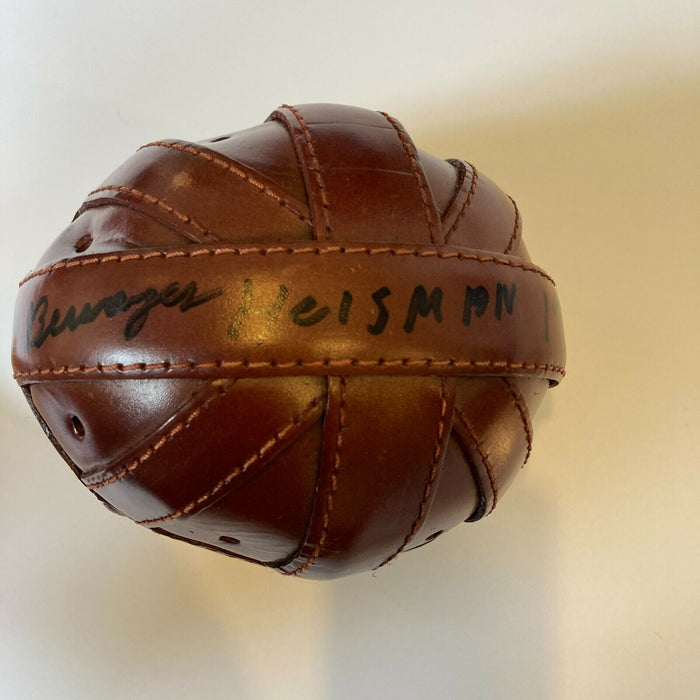 Jay Berwanger "Heisman 1935" Signed Vintage Leather Mini Helmet With JSA COA