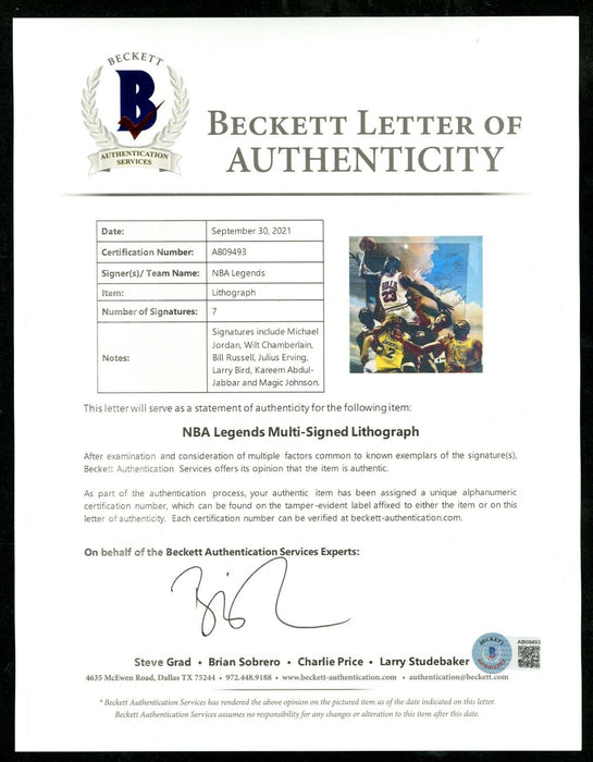 Magnificent Michael Jordan Wilt Chamberlain Legends Signed 33x34 Photo UDA 1/1