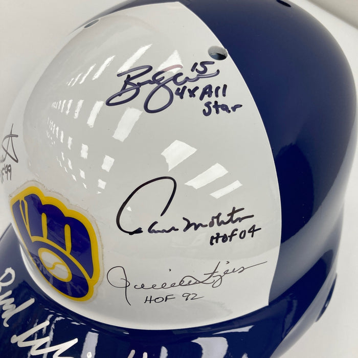 Robin Yount Paul Molitor Milwaukee Brewers HOF Legends Signed Helmet JSA COA