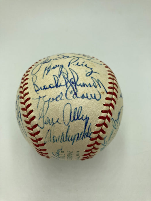 Beautiful 1967 All Star Game Team Signed Baseball Roberto Clemente 25 Sigs JSA