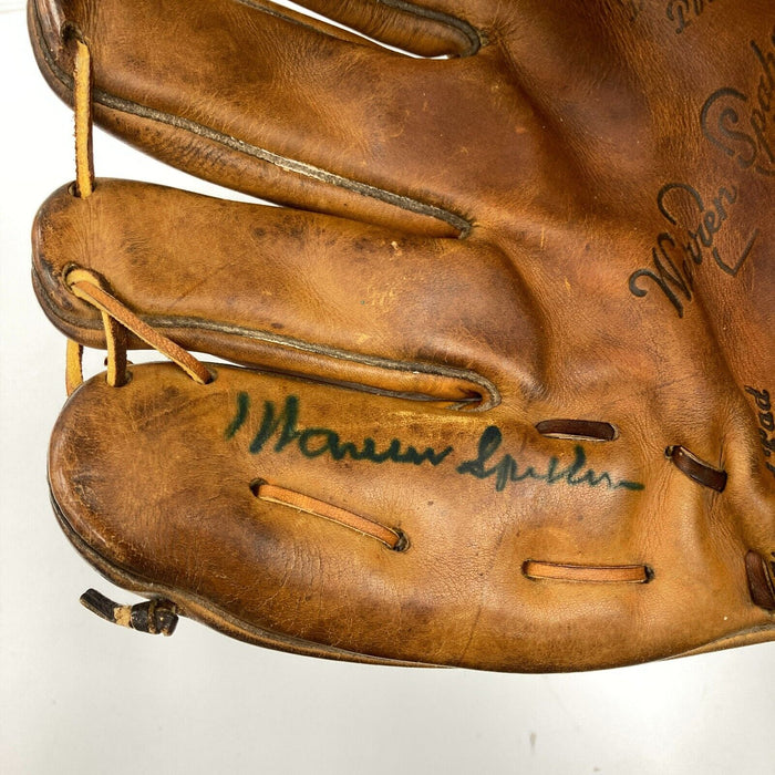 Warren Spahn Signed 1950's Game Model Baseball Glove JSA COA