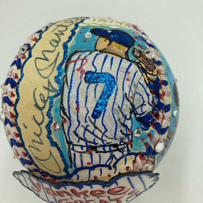Mickey Mantle & Joe Dimaggio Signed Charles Fazzino Pop Art Baseball PSA RARE