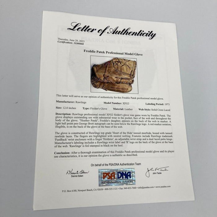 1973 Freddie Patek Signed Game Used Rawlings Baseball Glove PSA DNA COA