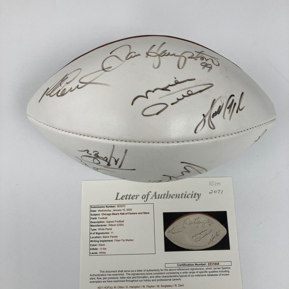 Walter Payton Chicago Bears Hall Of Fame Legends Multi Signed Football JSA COA