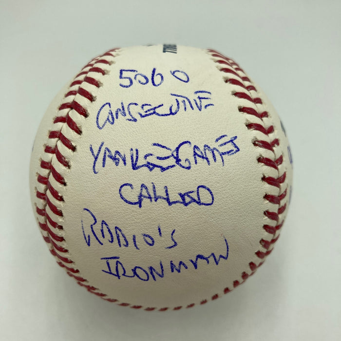 John Sterling Signed Heavily Inscribed STAT Baseball JSA COA RARE!