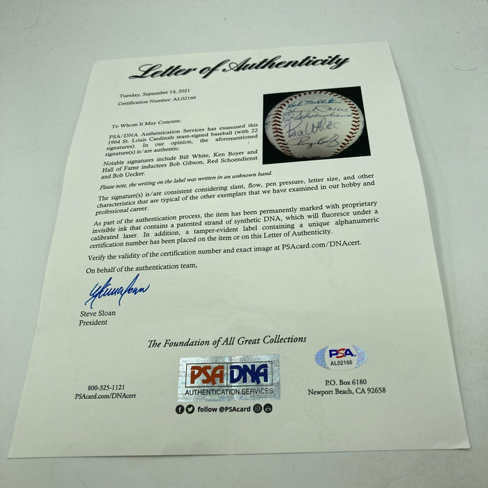 1964 St. Louis Cardinals World Series Champs Team Signed Baseball PSA DNA