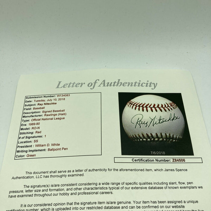Ray Nitschke Signed Autographed Official National League Baseball JSA COA