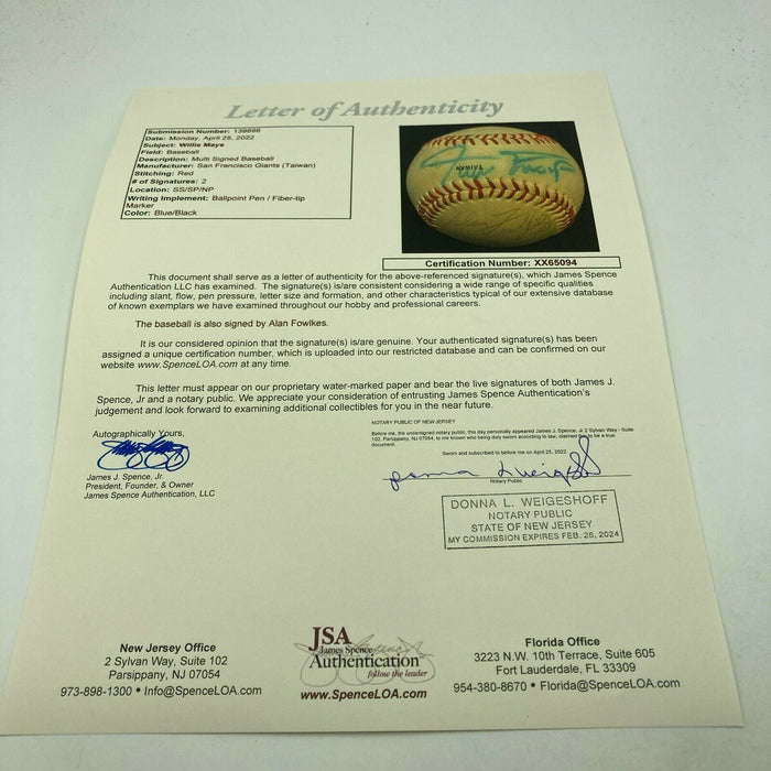 Willie Mays Signed Vintage 1970's San Francisco Giants Baseball JSA COA