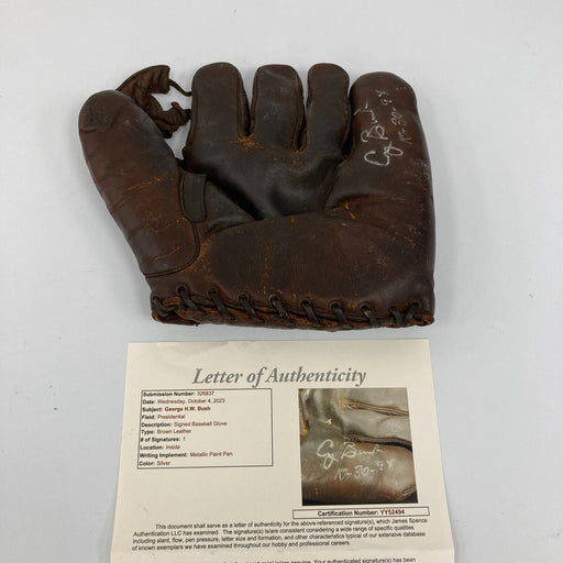 President George H.W. Bush Signed 1940's Baseball Glove Yale JSA COA