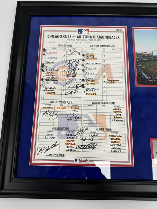 2016 Chicago Cubs World Series Champs Team-Signed Game Used Lineup Card MLB Auth