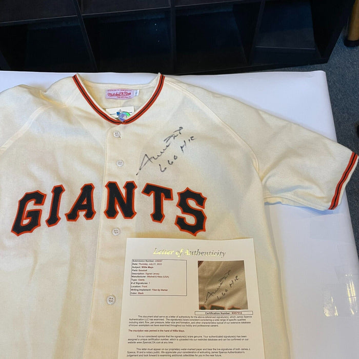 Willie Mays "660 Home Runs" Signed Inscribed New York Giants Jersey JSA COA