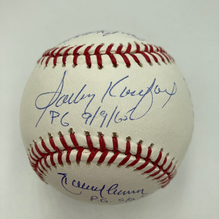 Sandy Koufax Perfect Game Pitchers Signed Baseball With Inscriptions JSA COA