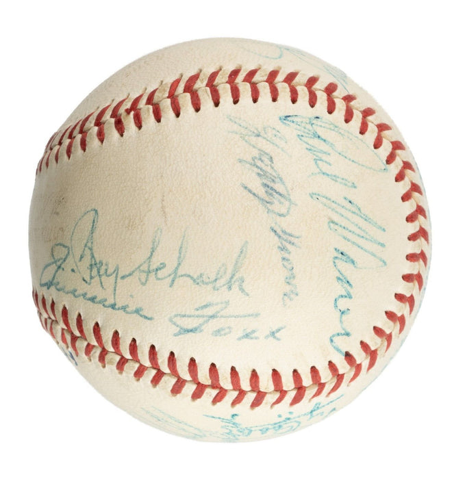 Ty Cobb Jimmie Foxx Tris Speaker Hall Of Fame Multi Signed Baseball JSA COA