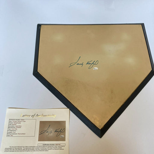 Sandy Koufax Signed Full Size Home Plate Base With JSA COA