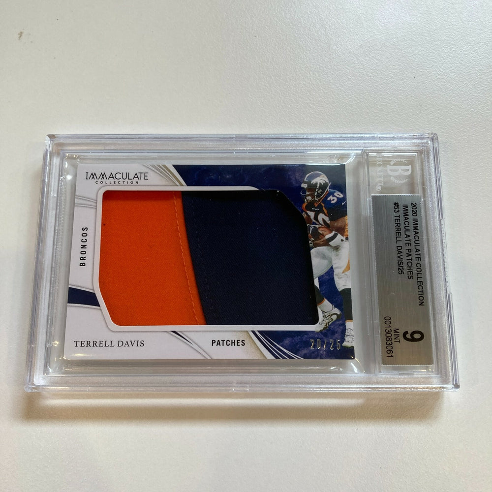 2020 Immaculate Collection Terrell Davis Game Used Patch #20/25 BGS 9 Mint
