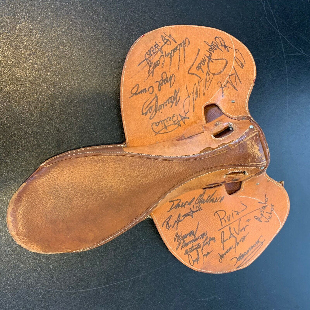 Legendary Horse Racing Jockeys Multi Signed Full Size Saddle 18 Sigs JSA COA