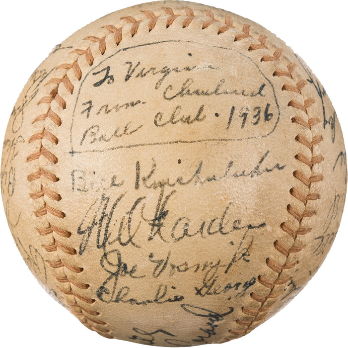 The Finest 1936 Cleveland Indians Team Signed Baseball Bob Feller Rookie PSA DNA