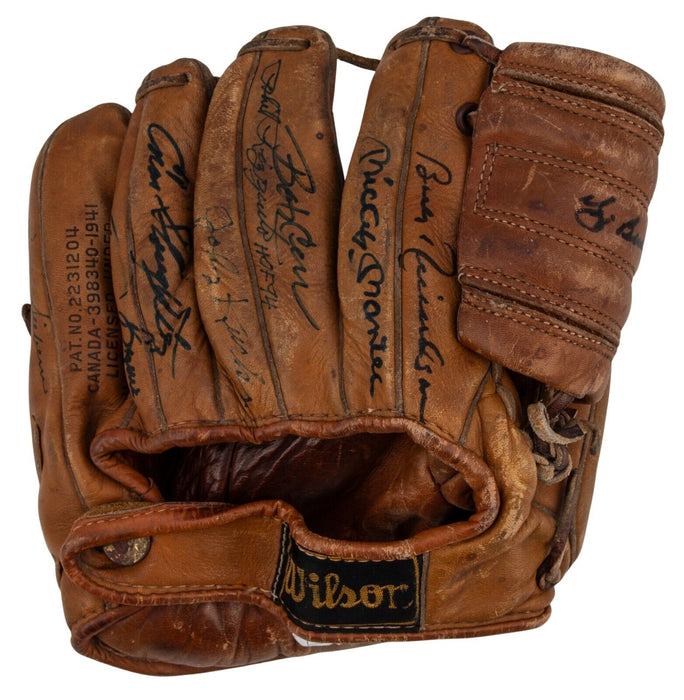 Mickey Mantle 1955 New York Yankees Team Signed Baseball Glove JSA COA