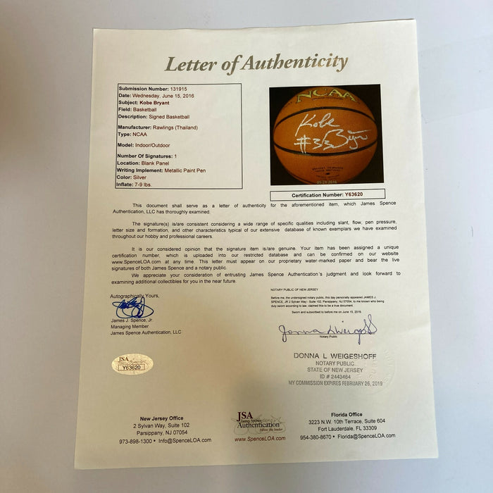 Beautiful Kobe Bryant #33 Pre Rookie (High School Era) Signed Basketball JSA COA