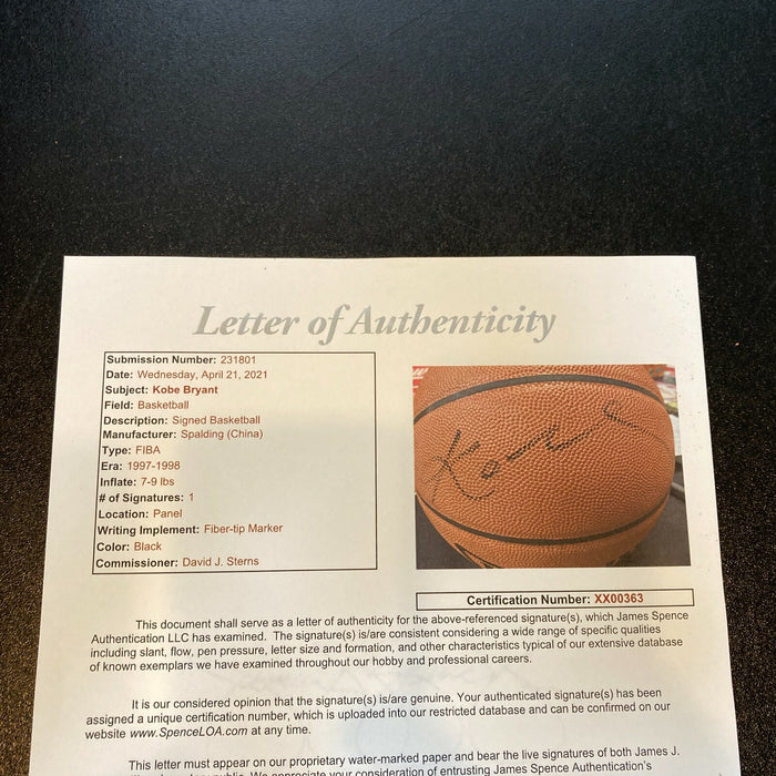 Kobe Bryant Signed Official 1997 Olympics FIBA Basketball Team USA With JSA COA
