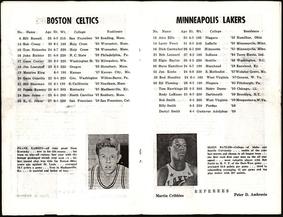 1959-60 Boston Celtics World Champions Team Signed Program Bill Russell PSA DNA