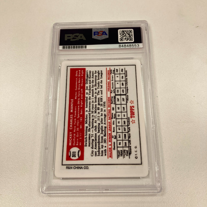 1952 Topps Mickey Mantle Signed Porcelain Baseball Card RC PSA DNA Certified