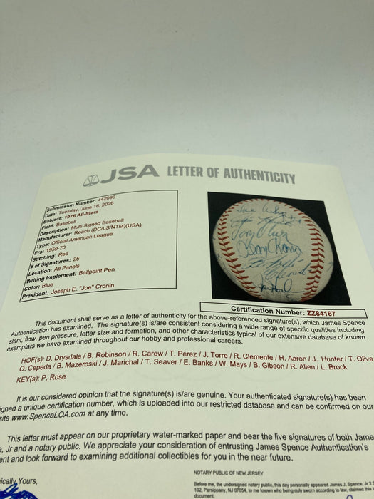 Beautiful 1967 All Star Game Team Signed Baseball Roberto Clemente 25 Sigs JSA