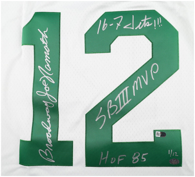 Joe Namath Signed Inscribed Mitchell & Ness New York Jets STAT Jersey Fanatics