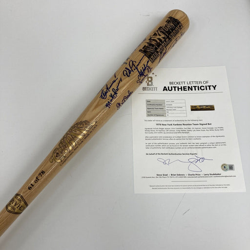 1978 New York Yankees World Series Champs Team Signed Baseball Bat Beckett COA