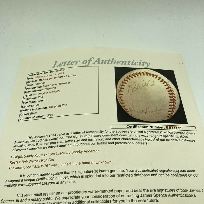 Sandy Koufax Twice Signed Los Angeles Dodgers Legends Signed Baseball JSA COA