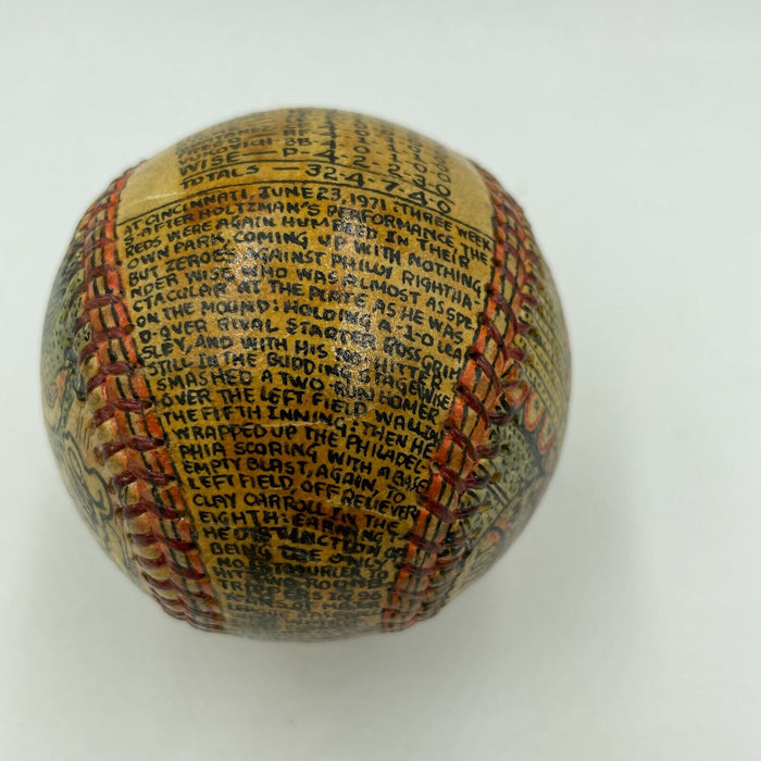 Beautiful Hand Painted George Sosnak Folk Art Baseball Rick Wise 1/1 Signed