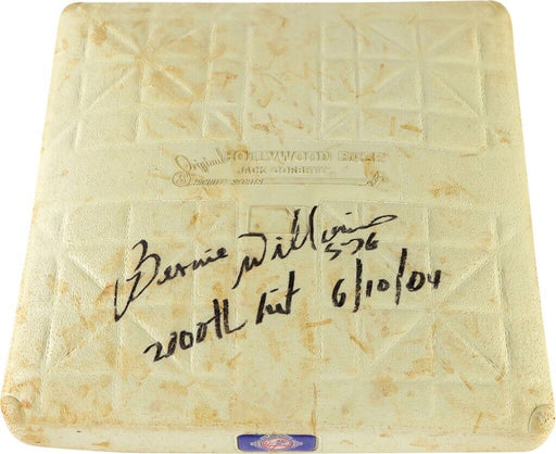 Bernie Williams Signed 2,000th Hit Game Used Base Steiner COA