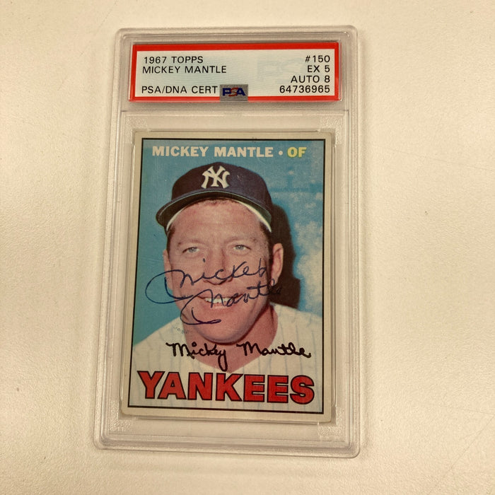 1967 Topps Mickey Mantle #150 Signed Baseball Card PSA DNA 8 Auto