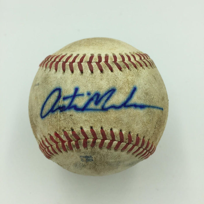 Austin Meadows Pre Rookie Signed Game Used Minor League Baseball With JSA