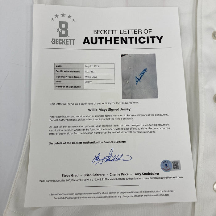 Willie Mays Signed San Francisco Giants Rawlings Game Model Jersey Beckett COA