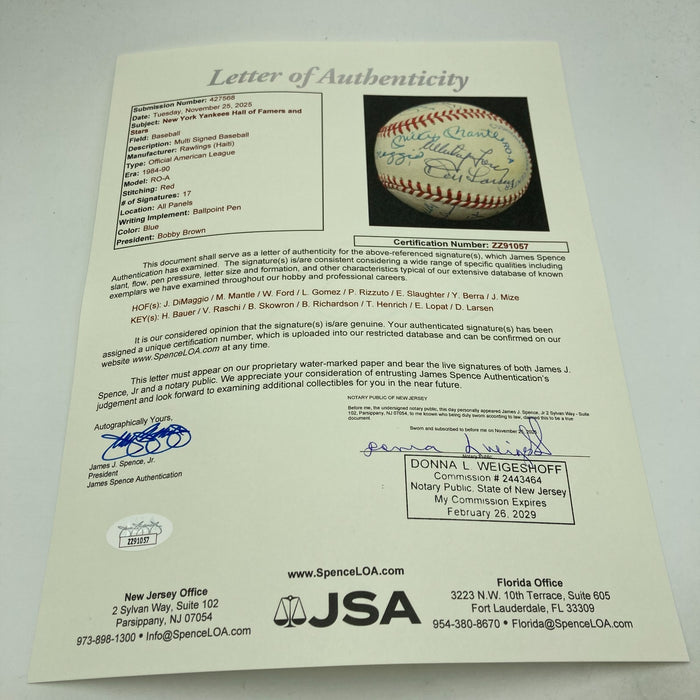 Mickey Mantle Joe Dimaggio Yankees Greats Signed American League Baseball JSA