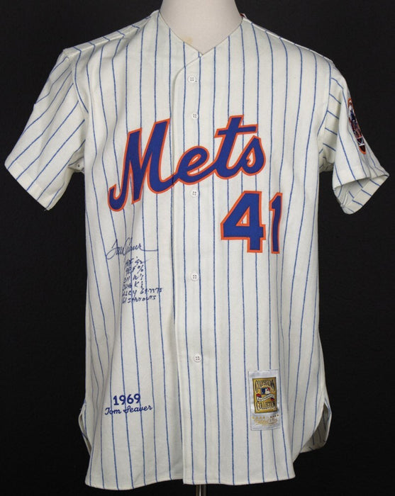 Tom Seaver Signed Inscribed STATS New York Mets Mitchell & Ness Jersey PSA DNA