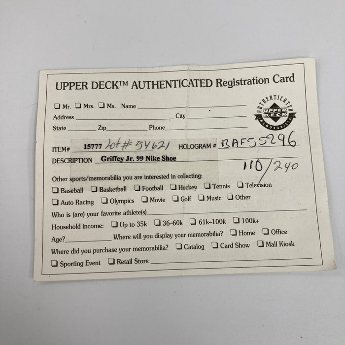 Ken Griffey Jr. Signed Nike Baseball Cleats Shoes UDA Upper Deck COA