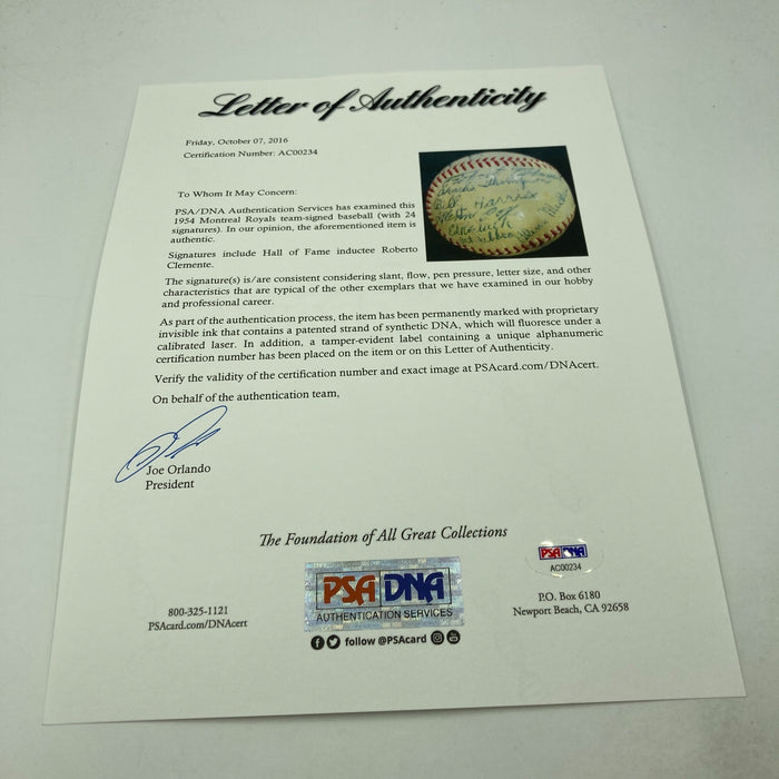 Roberto Clemente Pre Rookie 1954 Montreal Royals Minor League Signed Baseball