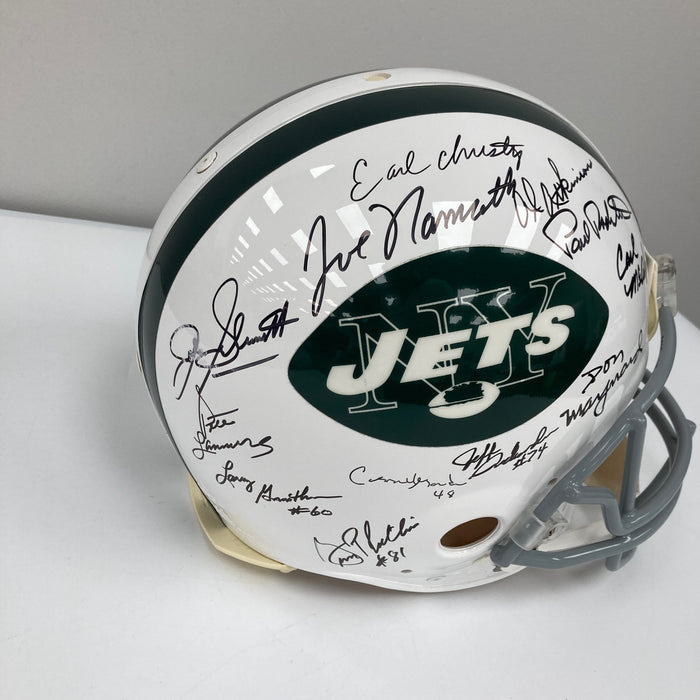 1969 New York Jets Super Bowl Champs Team Signed Authentic Game Helmet JSA COA