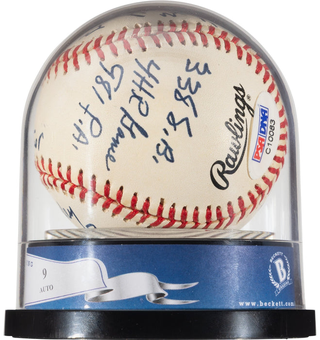 Willie Mays Signed Heavily Inscribed Career STAT Baseball Beckett MINT 9 & JSA