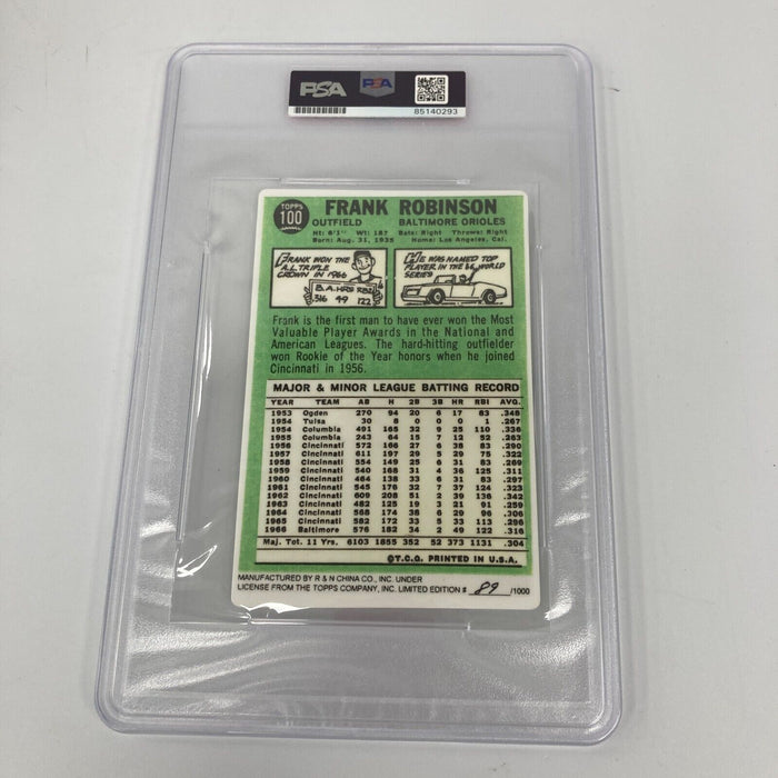 1967 Topps Frank Robinson Triple Crown Signed Large Porcelain Card PSA DNA