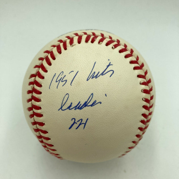 Richie Ashburn 1951 Hits Leader 221 Hits Signed Inscribed Baseball PSA DNA COA