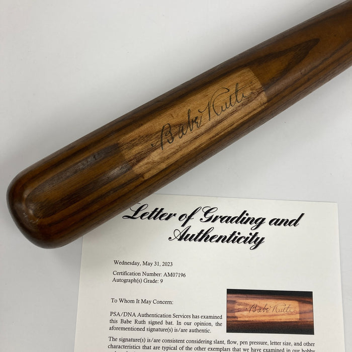 Babe Ruth Signed Game Model Baseball Bat PSA DNA Graded 9 MINT & JSA COA